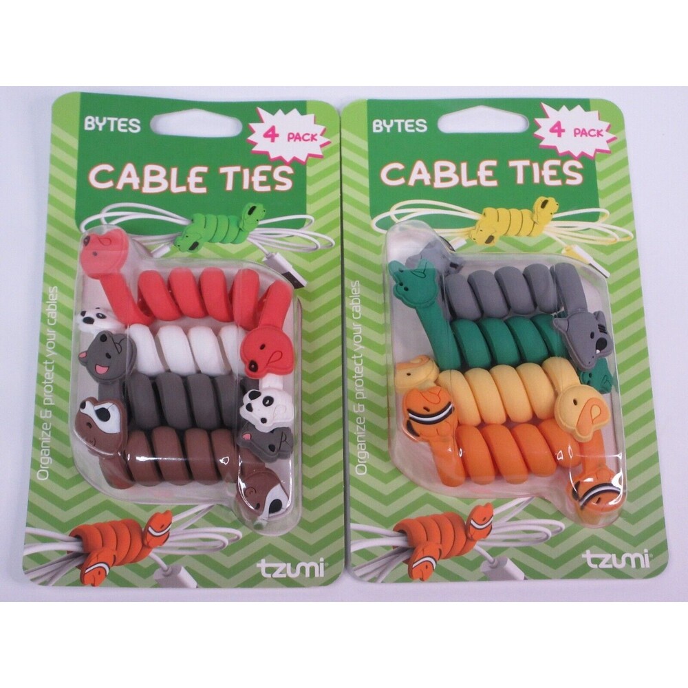 Lot of 2 Tzumi Bytes Cable Ties Protectors 4pack  Computer Cords Organization